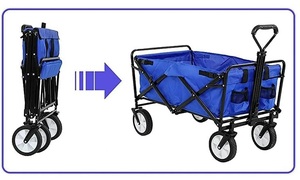折りたたみ式ワゴン、折りたたみキャンプガーデンカート、頑丈な食料品・ビーチワゴン、ポータブルユーティリティワゴンカート、屋外ハンドカート - Product Image 4