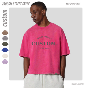 T-shirt court vintage Crop <span class=keywords><strong>Acir</strong></span> 100% coton, logo personnalisé, traitement de pré-rétrécissement, style streetwear pour hommes - Product Image 1