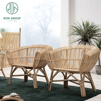 Fauteuil de salon importé d'Indonésie personnalisé, villa, jardin, chaises en rotin françaises, canapé moderne pour salon, meubles en rotin