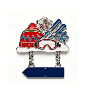 Imán de nevera con forma de esquí, recuerdo de Austria, esmalte metálico, diseño personalizado, recuerdos Dominiti, imanes metálicos, fabricante de regalos turísticos - Product Image 1