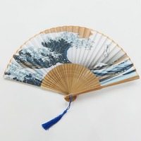 Éventail à main pliant japonais personnalisé en bambou Éventail pliant Ukiyo-E Surf HAILANG Kanagawa Figure Petit Éventail pliant