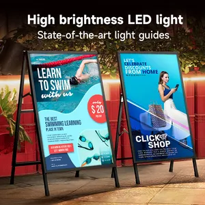 A1 kotak lampu iklan dudukan lantai luar ruangan bingkai aluminium Poster LED kotak lampu tampilan foto