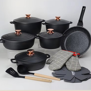 18pcs <strong>Pots</strong> and Pans Set Non Stick Aluminum Cookware Set Casserole Soup <strong>Pot</strong> With Utensils <strong>Enamel</strong> Cooking Set