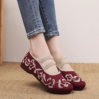Chaussures en tissu style Peking ancien, nouvelle collection été, très recommandables, à semelle souple, légères, à enfiler, motif floral, pour mamans