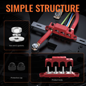 Bloque de Distribución de Energía Universal Compacto de 12V 250A con 4 Terminales M8 para Autobuses, Vehículos Recreativos, Barcos y Vehículos Utilitarios - Product Image 4