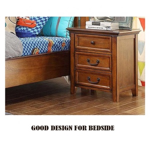 Luxury Retro <strong>Small</strong> Smart Bed Side <strong>Table</strong> <strong>with</strong> 3 <strong>Drawers</strong> Brown for Bedroom - Product Image 2