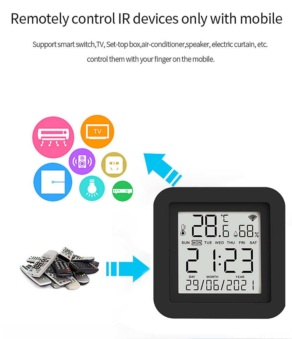 Tuya Smart WiFi Universal IR Remote Temperature Humidity Sensor for Air Conditioner TV AC Works Smart IR Humidity sensor