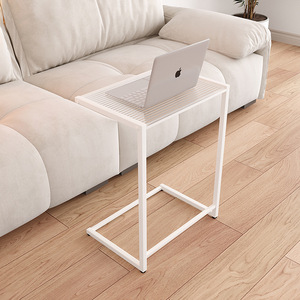 Tavolino Multifunzione di Lusso in Stile Crema con Piano in Vetro Temperato e Struttura in Metallo per Soggiorno e Camera da Letto - Product Image 2