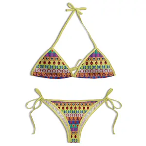 2024 ropa de playa de verano Sexy Tamanna Bikini XXX String Bikini traje de baño estampado personalizado Sexy Mini Bikini mujer conjunto de 2 piezas al por mayor