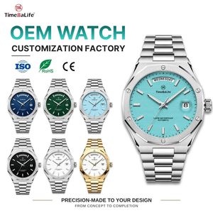 Orologio Sportivo di Lusso Meccanico Automatico Personalizzato OEM per Uomo, Ghiera Ottagonale <span class=keywords><strong>in</strong></span> <span class=keywords><strong>Acciaio</strong></span> Inossidabile, Quadrante con Giorno e Data, Movimento Miyota 8285 - Product Image 1