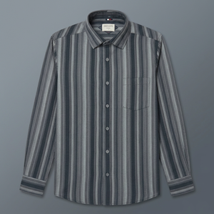 Chemise décontractée en coton respirant à rayures pour homme Enovate, à double boutonnage, manches longues, avec logo au dos, idéale pour l'été - Product Image 3