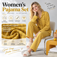 Ensemble de pyjama pour femmes en modal, personnalisable, léger, respirant, à carreaux, vêtements de détente doux