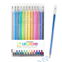 Nouveaux stylos gel pailletés multicolores 18 couleurs, en plastique, unisexes, pour enfants, étudiants, bureau, école, pointe fine 1,0 mm, marqueurs pour journal