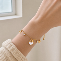 Bracelet à breloques en acier inoxydable plaqué or, chaîne avec fermoir cœur, bijou de poignet tendance, accessoire unisexe