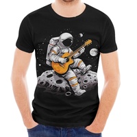 T-shirt pour homme avec impression photo d'astronaute sur la lune, manches courtes, col rond, coupe décontractée, respirant, en polyester tricoté
