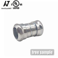 Raccord de compression EMT certifié, connecteur de conduit fileté cylindrique en acier pour l'assemblage de deux tuyaux EMT
