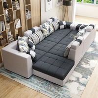 Meubles de maison modernes italiens, canapé d'angle en tissu en forme de U, 7 places, canapé sectionnel en forme de L