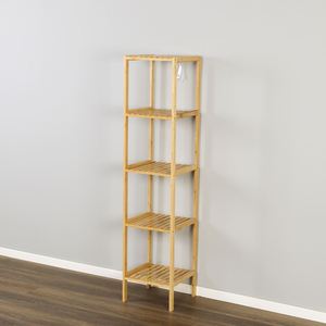 Estante Esquinero de Bambú de 5 Niveles con Acabado NC, Estante de Almacenamiento Multifuncional Estrecho con Diseño de Maceta para Cocina y Entrada - Product Image 2