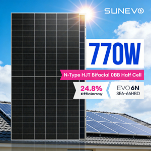 Panneaux solaires monocristallins de haute qualité 700 Watt 720W 750W 770W avec technologie HJT bifaciale pour l'approvisionnement en modules solaires industriels - Product Image 1