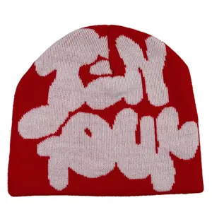 OEM hot sale high quality acrylic unisex colorful warm knit winter unfold beanie custom jacquard logo skull warm hat