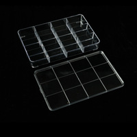 Grande boîte de rangement en plastique PS à 12 grilles boîte de présentation épaissie haute transparence conception classique pour bijoux couvercles de sacs de rangement d'outils