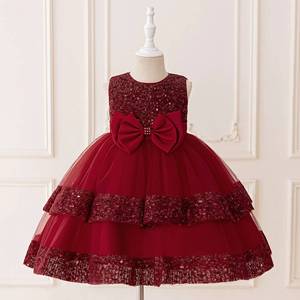Robe de princesse à sequins pour enfant, robe de demoiselle d'honneur pour fille, tenue de spectacle, robe de soirée pour bébé, tenue de scène formelle pour tout-petit, vêtements de danse - Product Image 3