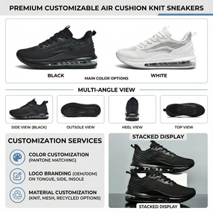 Nuovi Arrivi 2024 Sneaker da <span class=keywords><strong>Uomo</strong></span> alla Moda Antiscivolo Stile Walking <span class=keywords><strong>Nere</strong></span> con Cuscinetto d'Aria e Logo Personalizzato - Product Image 3
