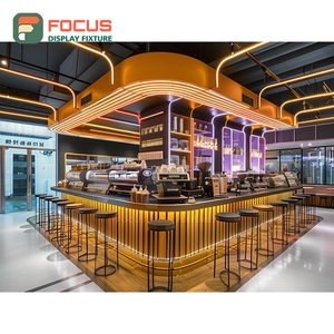 Mostrador de Servicio de Café Comercial con Estante para Pastelería, Mostrador de Cafetería en Negro Mate - Product Image 1