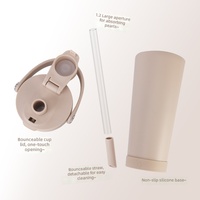 Nouvelle Arrivée : Gobelet Isotherme en Céramique à Double Ouverture, Paille Amovible, Poignée Portable – Garde Chaud et Froid, Idéal pour Cadeau et Voyage