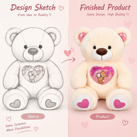 Ours en peluche personnalisé avec volants en forme de cœur, oreilles et patins scintillants, pour la Saint-Valentin et les fournitures de fleuristes