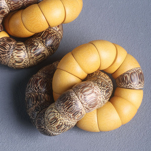 Golden Bamboo Bracelet <b>Large</b> Intestine Shape Hand Held Buddhist Prayer <b>Beads</b> Unisex Cultural Collectible Jewelry - Product Image 4