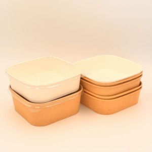 Caja de Ensalada Desechable de Papel Kraft Ecológico, Biodegradable y Compostable de Alta Calidad, con Tapa con Relieve, Precio de Fábrica, Fácil para <span class=keywords><strong>Sushi</strong></span> - Product Image 1