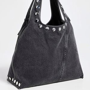 Women's Custom DIY Denim Tote <b>Bags</b> Open Top with Embroidery & <b>Studs</b> Durable Shoulder <b>Bag</b> for Travel/Beach/Spring/Summer/Autumn - Product Image 4