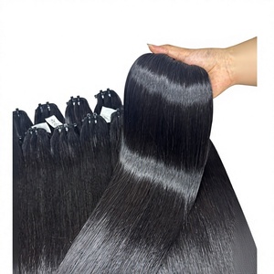 สินค้าใหม่ ราคาโรงงาน ผมแท้เวียดนามแบบ Super Double Drawn  ถักด้วยเครื่องจักร  แบบ Volume Machine Weft  บางพิเศษ  สีดำ - Product Image 1