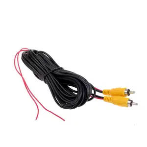 Kabel Kamera Mobil Universal, kabel ekstensi AV kabel Video RCA hitam 12-24v 6M dengan kawat deteksi elektronik mobil