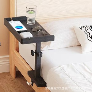 Wooden Bedside <b>Table</b> <b>Adjustable</b> Height Nightstand With Phone Charging Stand And Cup Holder For Bed Use - Product Image 1