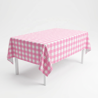 Nappe en PEVA 54*108'' à carreaux roses, motif personnalisé, prix d'usine, pour la décoration de table, de bureau et de comptoir