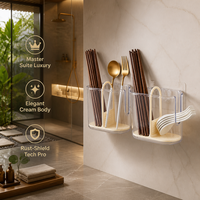 Boîte à baguettes en plastique compacte et robuste pour la cuisine, support mural pour vaisselle, conteneur de qualité alimentaire avec drainage