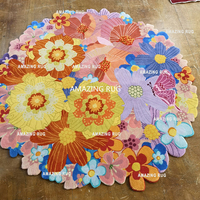 Tapis cercle 3D moderne avec tapis en peluche 4x6 personnalisé 3D Roses Logo Salon Tapis personnalisés Commande minimum 1 pièce