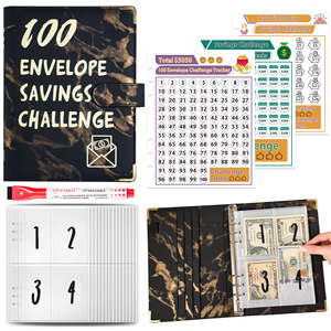 Système d'enveloppes cadeaux <span class=keywords><strong>pour</strong></span> le Défi 100 Jours avec couverture en similicuir, 50 feuilles à reliure à anneaux <span class=keywords><strong>pour</strong></span> la planification budgétaire en espèces - Product Image 3
