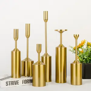欧洲金属烛台6支/套金色长杆烛台，用于家庭浪漫装饰品