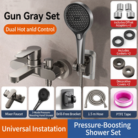 Ensemble de robinetterie de douche thermostatique moderne en chrome poli, double contrôle de température, verrouillage de la température en un clic, rotation à 360° pour salle de bain