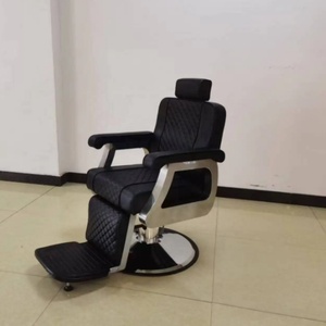 Chaise de barbier professionnelle en métal avec fonction inclinable et réglage de la hauteur pivotant - Mobilier de salon en gros - Product Image 1