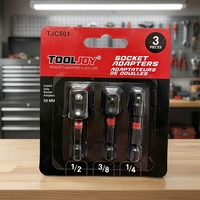 Lot de 3 adaptateurs de douilles à chocs à tige hexagonale 1/4" 3/8" 1/2", convertisseur de douilles robustes pour perceuse électrique