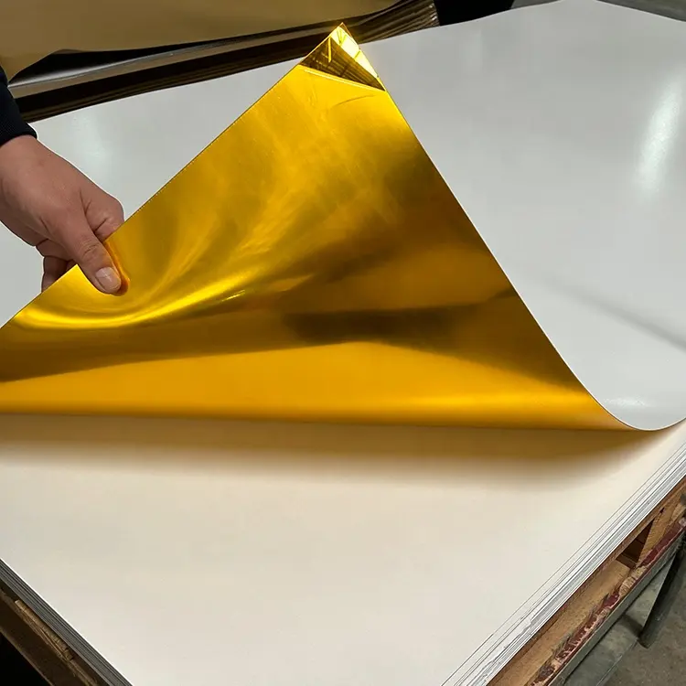 Yishun liefert laser geschnittene 0,8mm 1mm dünne Gold Silber Farbe PMMA Kunststoff selbst klebende Acryl Wand dekorative Spiegel platten