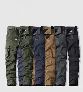Salopette noire à 6 poches en coton de qualité supérieure pantalon cargo pour hommes Vente en gros