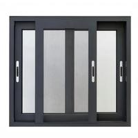 Ventana Corredera de Tres Vías para Restaurante, con Doble Acristalamiento, Perfil de Aluminio Moderno con Marco de Vidrio, para Climas Fríos
