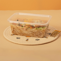 Récipient alimentaire rectangulaire en plastique pour préparation de repas jetable Capacité de 500ml-1000ml Couvercle dôme transparent Nouilles Pommes de terre Chips Hamburger