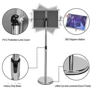 CYDISPLAY A4 gümüş alüminyum Poster standı taşınabilir kaide geri çekilebilir çerçeve ağır poster vitrin rafı yapışkanlı çerçeve standı