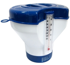 Distributeur de chlore flottant pour piscine en plastique écologique de luxe, thermomètres, grande capacité, peut contenir des comprimés de 3 pouces, chlorinateur flottant - Product Image 1